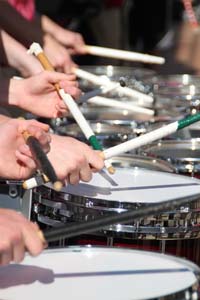 Drum Line Picture.  Marching Band Drops
